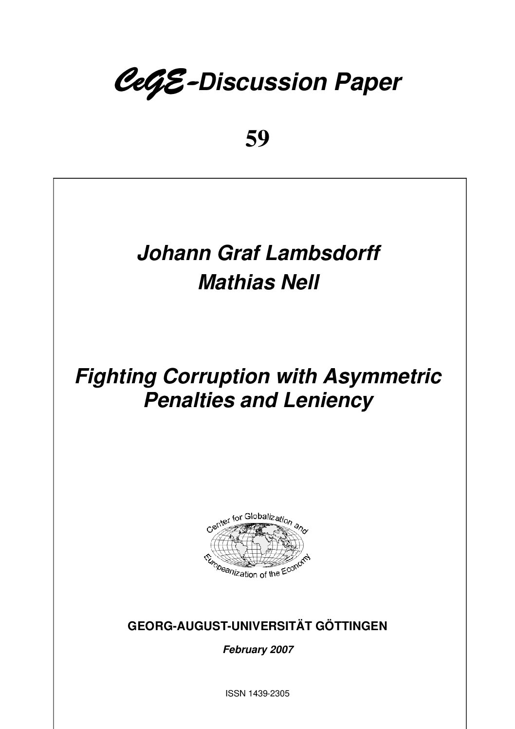 Lambsdorff, Nell   2007   Fighting corruption with asymmetric penalties and leniency